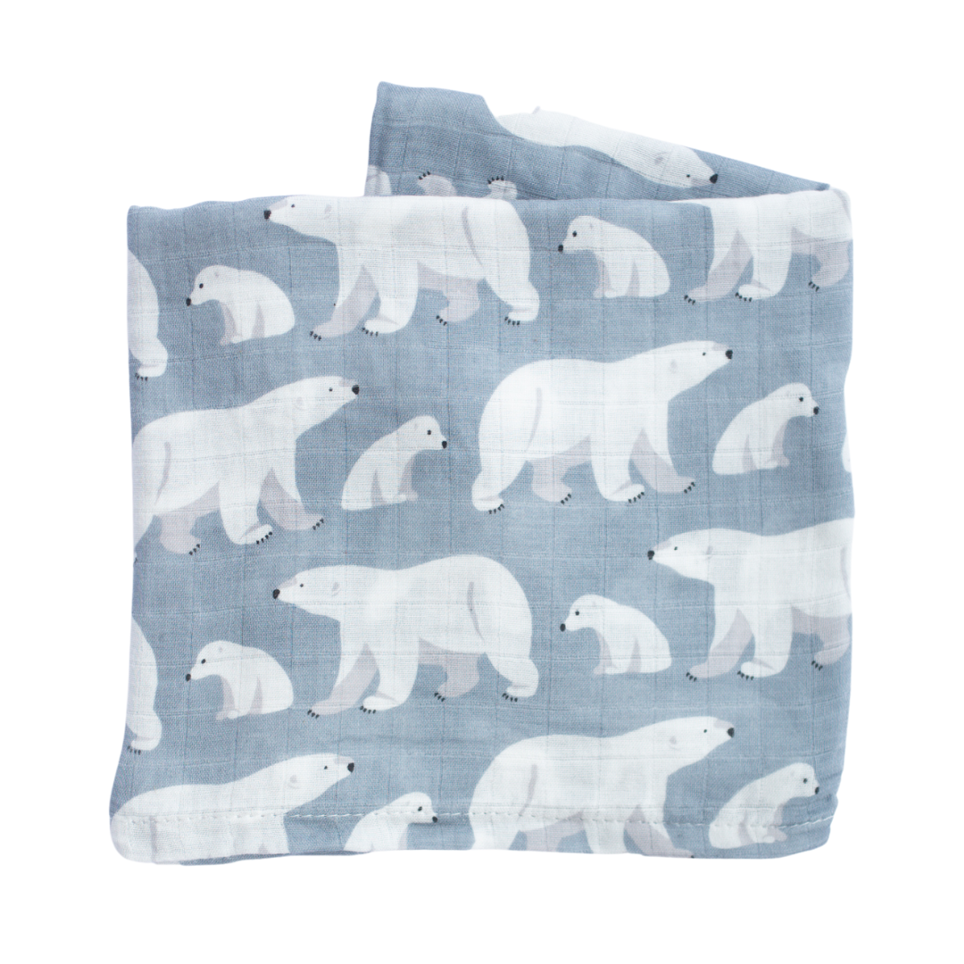 BAMBOO MUSLIN BLANKET OVERSIZED // COOL POLAR BEARS