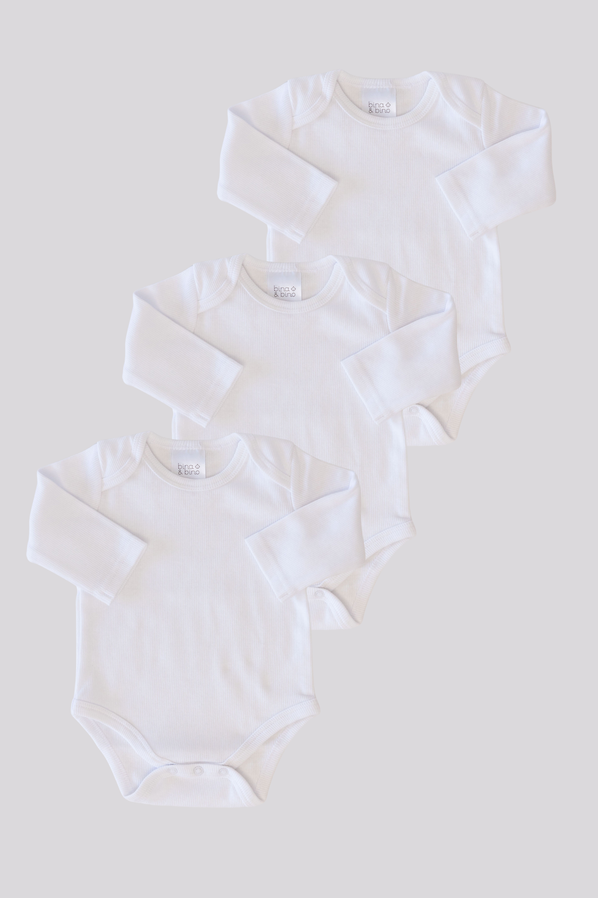 מארז 3 בגדי גוף מבד ריב // WHITE 3-PACK