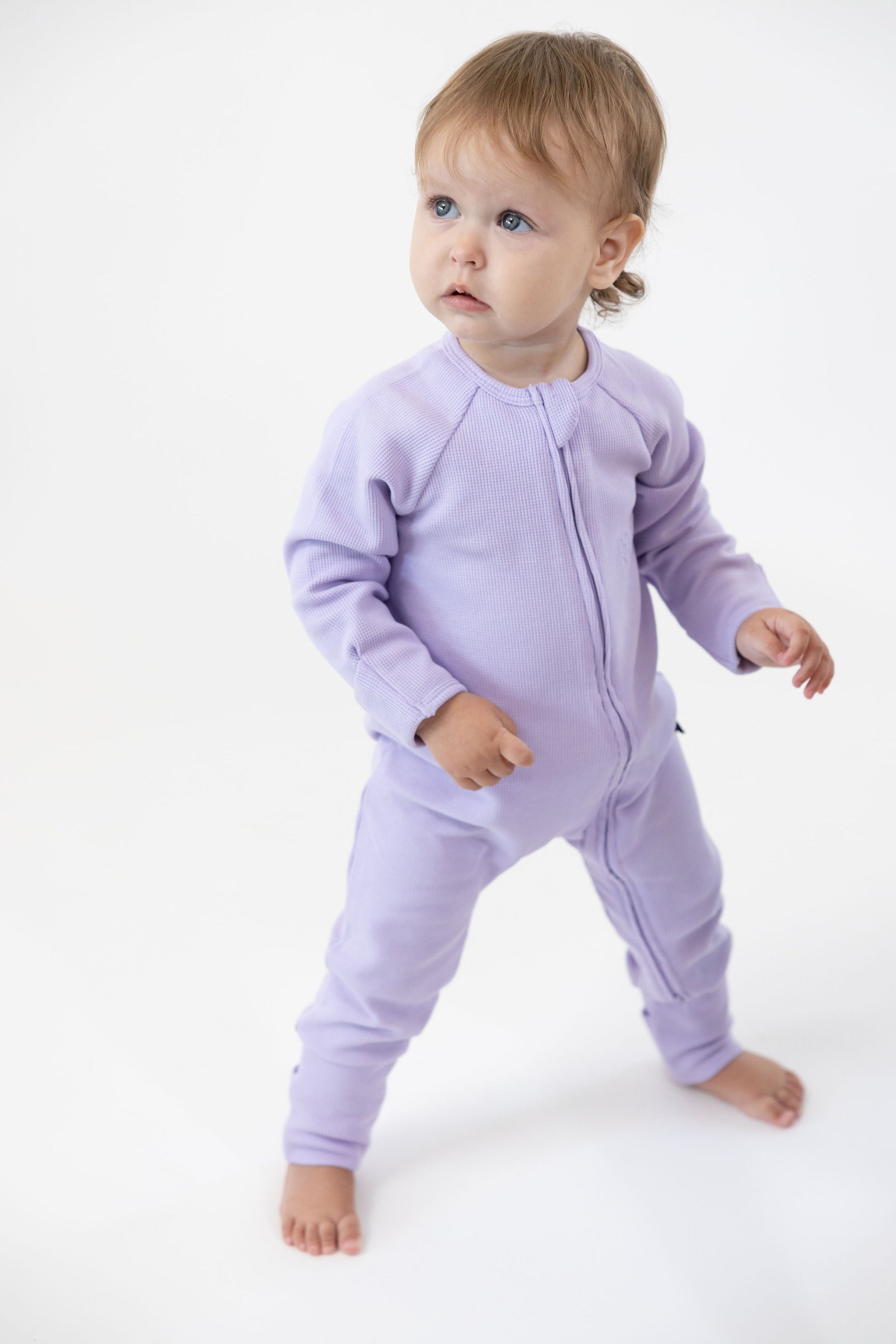 אוברול רוכסן דו כיווני מבד וופל // PURPLE