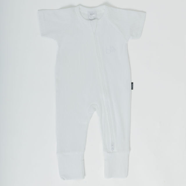 Two-Way Zip Short Sleeve Ribbed Onesie for Baby