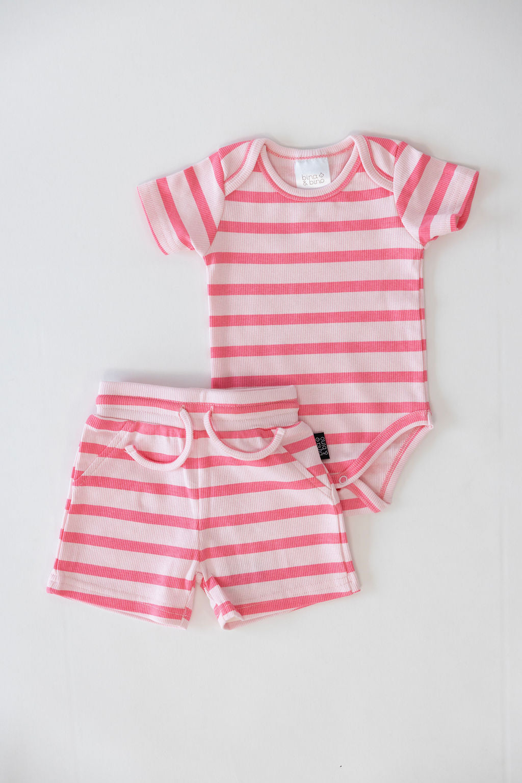 סט בגד גוף ומכנסיים // HOT PINK STRIPE