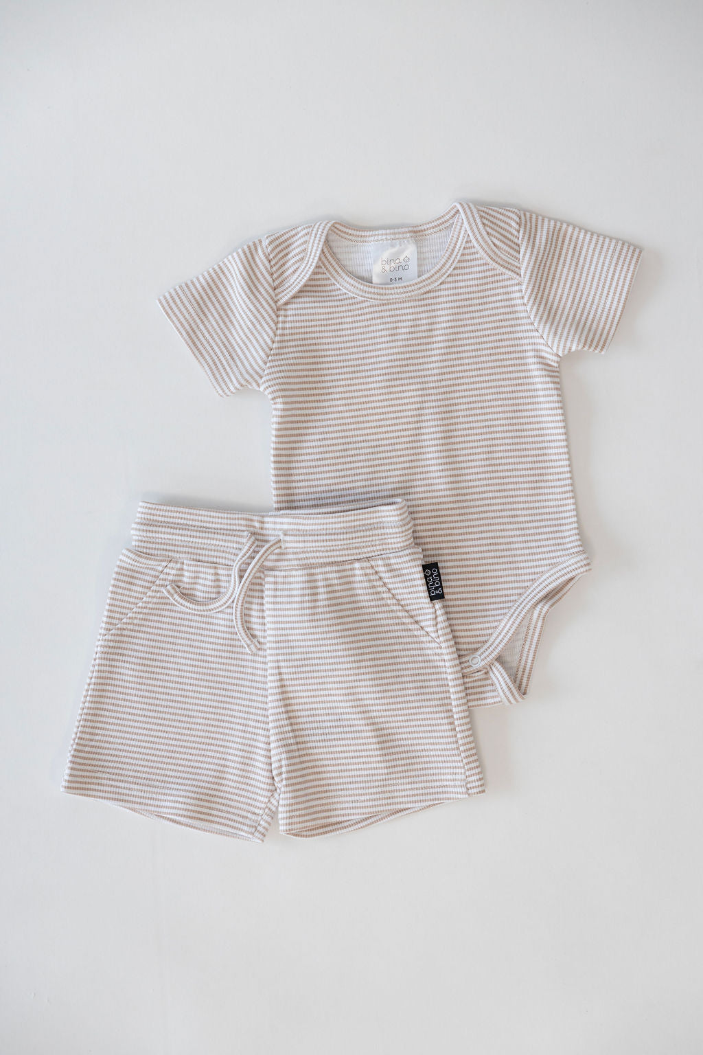 סט בגד גוף ומכנסיים // TAUPE STRIPE