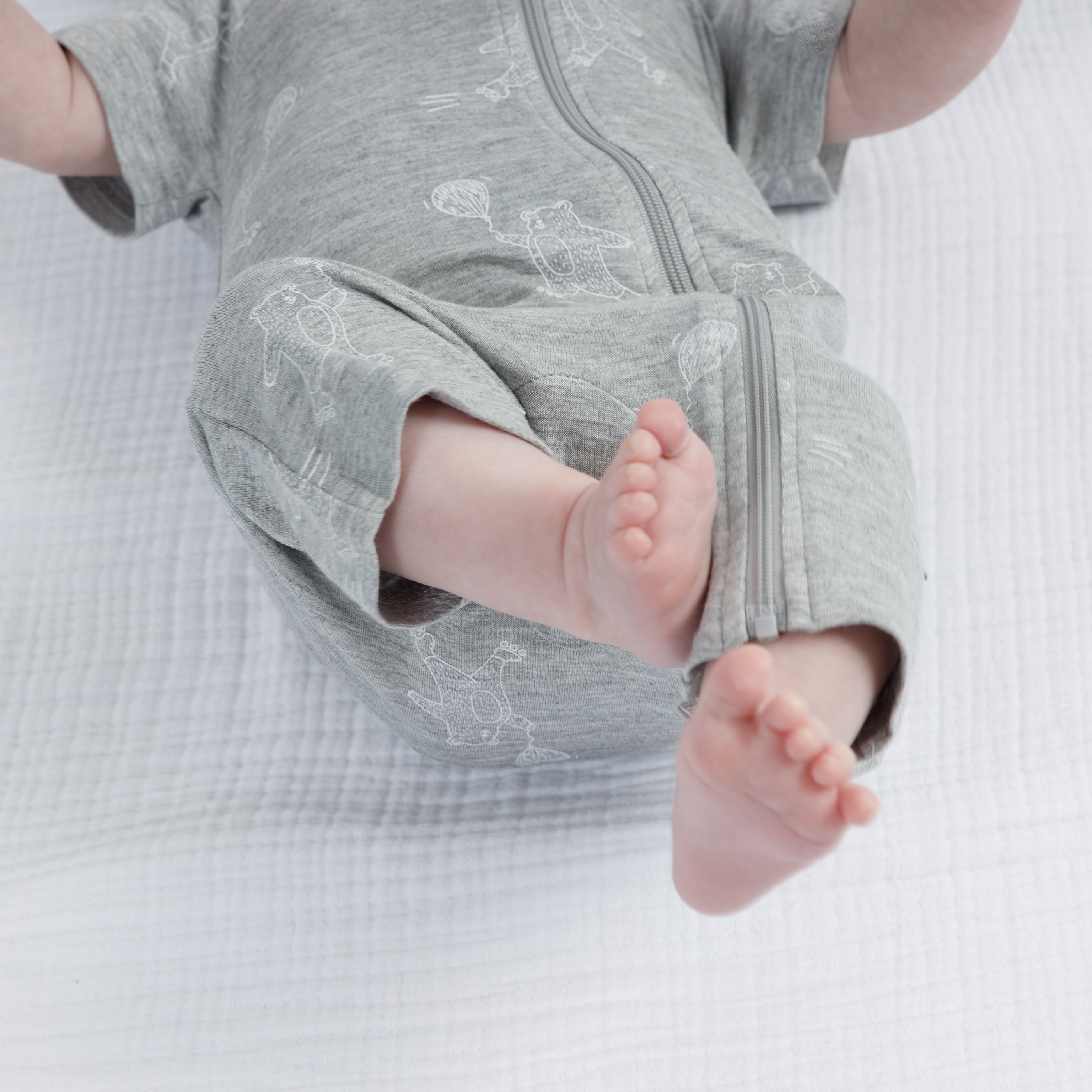 Short-Sleeve Zip Bamboo Onesie for Baby Boy