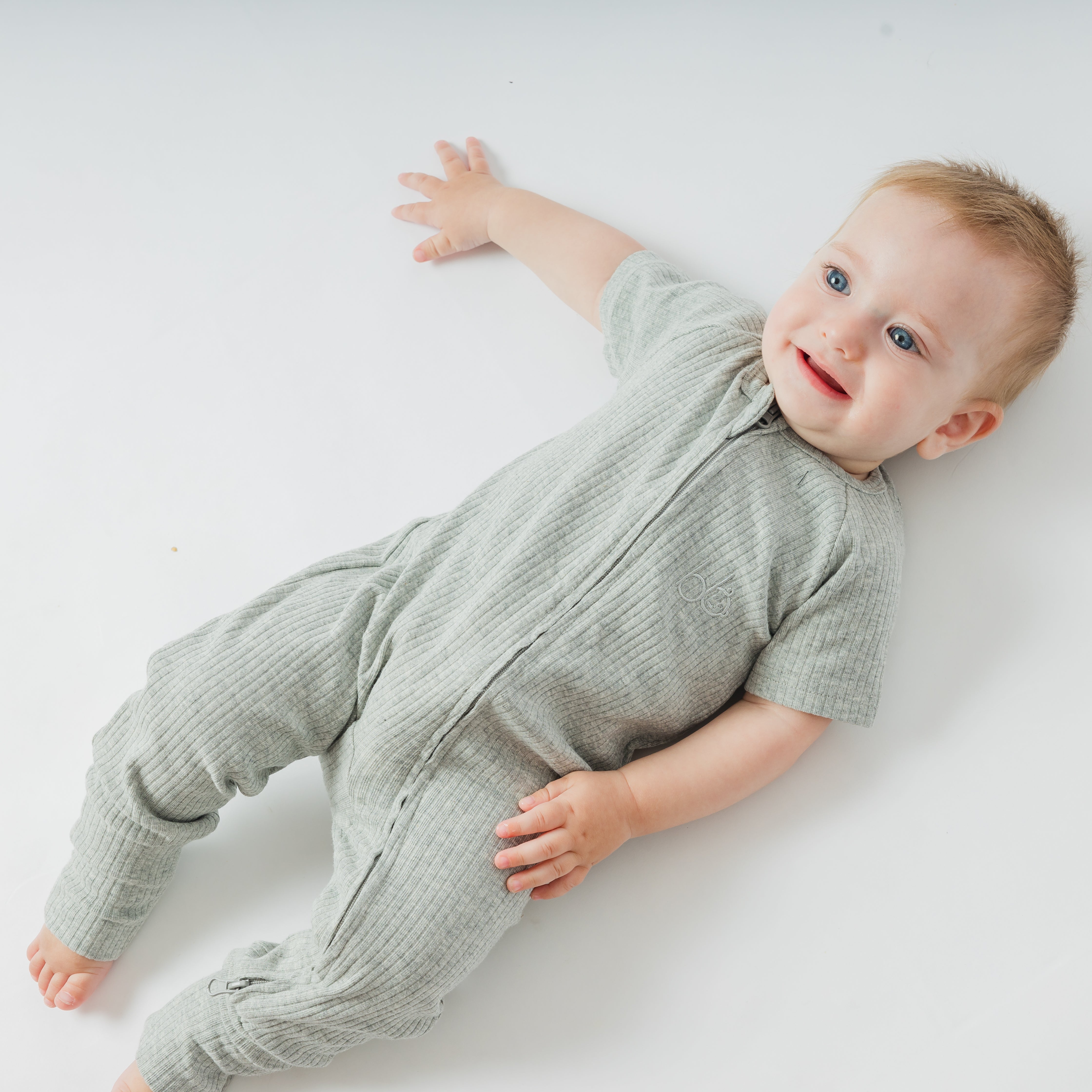 Two-Way Zip Short Sleeve Ribbed Onesie for Baby