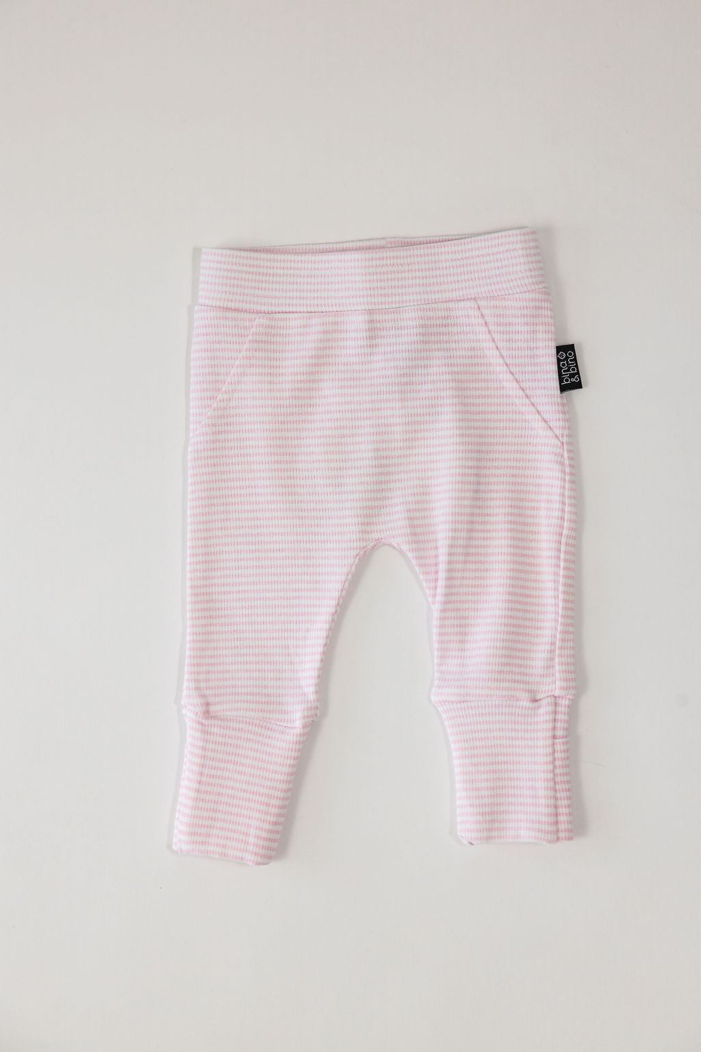 מכנסיים עם רגליות מתקפלות מבד ריב // PINK STRIPE