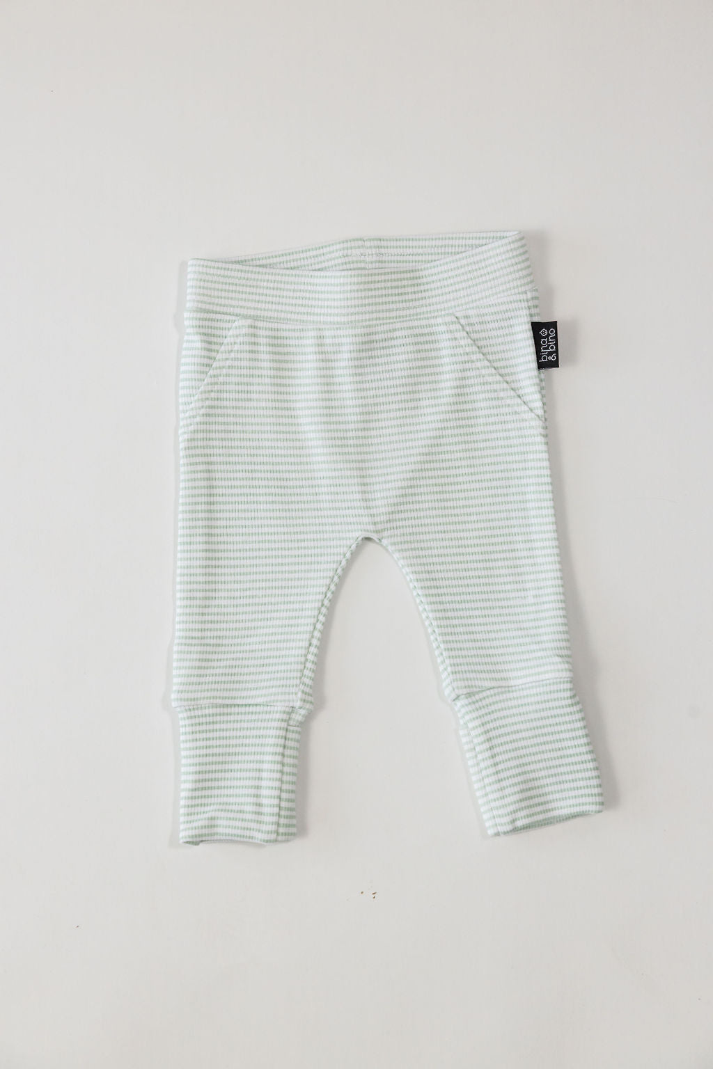 מכנסיים עם רגליות מתקפלות מבד ריב // MINT STRIPE